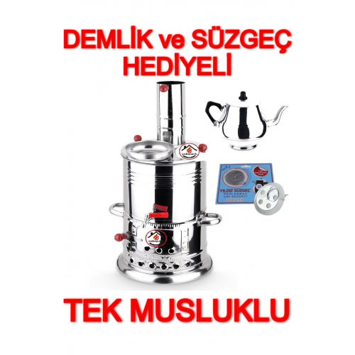 Tek Musluklu Paslanmaz Krom Odunlu Semaver 4 Litre - Demlik ...