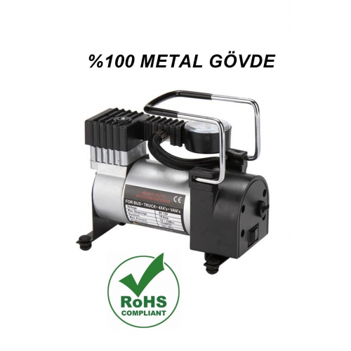 Metal Araç Oto Lastik Şişirme Pompası Hava Pompası Taşınabilir 12V 150 PSİ Çakmaklık Girişli