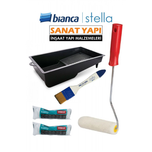 Stella Set İpek Fırça +Rulo + Dekor Yedek 2 Adet +Tava