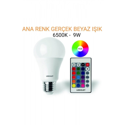 9w Rgb Led Ampul Renk Değiştiren Kumandalı