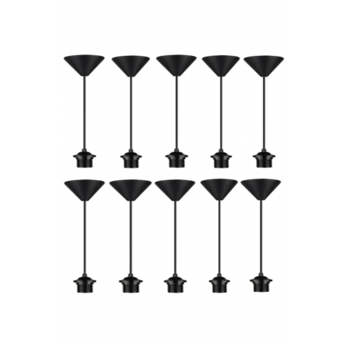 Kablolo Sarkıt Avize E27 Duy Tesisatı 10 Adet Askı Takımı Siyah 1669