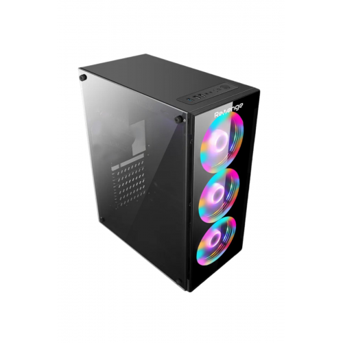 Glass 3 Rainbow Fanlı Temperli Cam Panel ATX Boş Bilgisayar Kasası Gaming PC Kasa