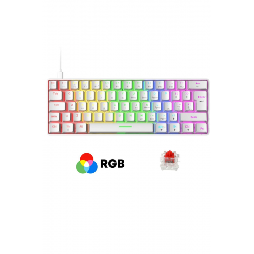 T60 Beyaz RGB Klavye Kablolu Gaming Oyuncu Klavyesi T60