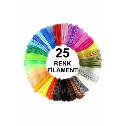 3d Kalem Yazıcı Için 25 Renk 25 Metre Filament (25 X 1 Metre...