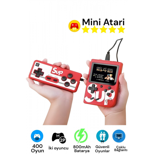 SUP Çift Kol 400 Nostalji Oyunlu Mini Atari Gameboy&Gamebox ...