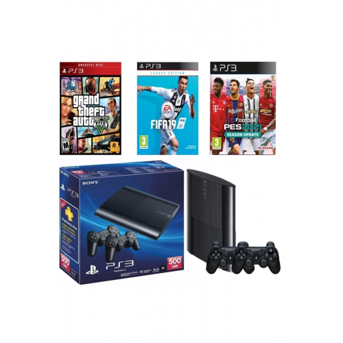 2. El Ps3 500 Gb 2 Adet Sıfır Kol Super Slim 55 Digital Oyun...