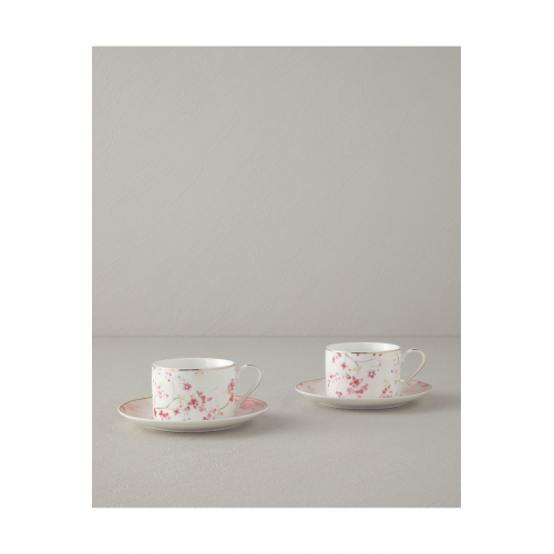 Sakura Style New Bone China 4 Parça 2 Kişilik Çay Fincanı Takımı Açık Pembe