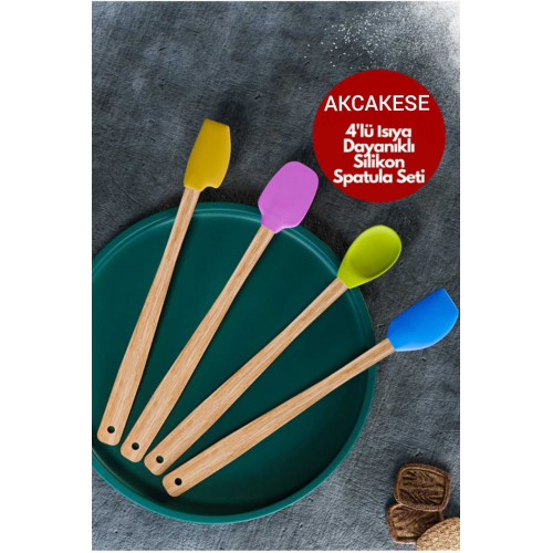 4'lü Isıya Dayanıklı Silikon Spatula Seti Silikon Mutfak Set...