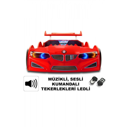 Gt1 - Bmw - Kırmızı Arabalı Yatak - Araba Karyola - M7 Serisi - Full Ledli