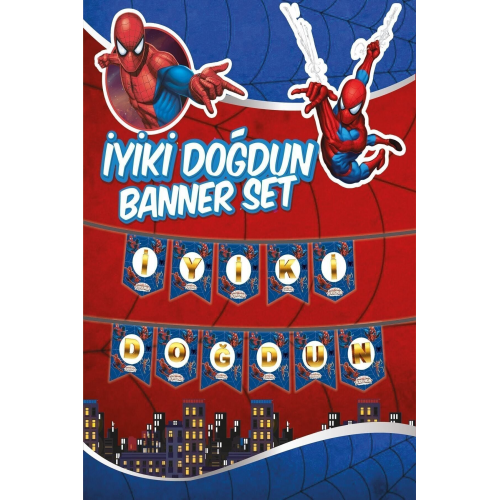 Spiderman Temalı Iyiki Doğdun Banner Yazı