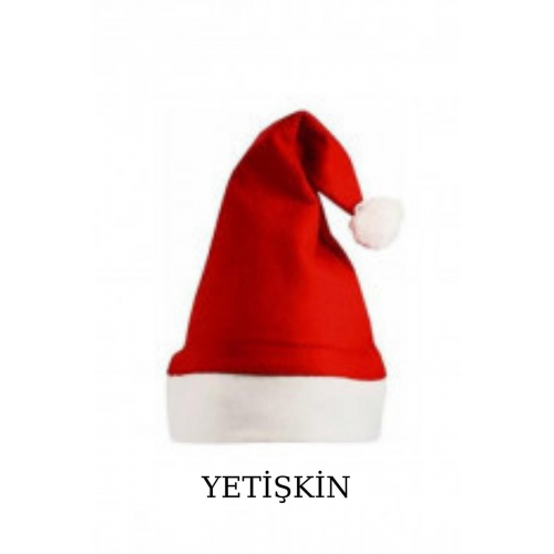 Kırmızı Polar Yılbaşı Noel Baba Şapkası Yetişkin