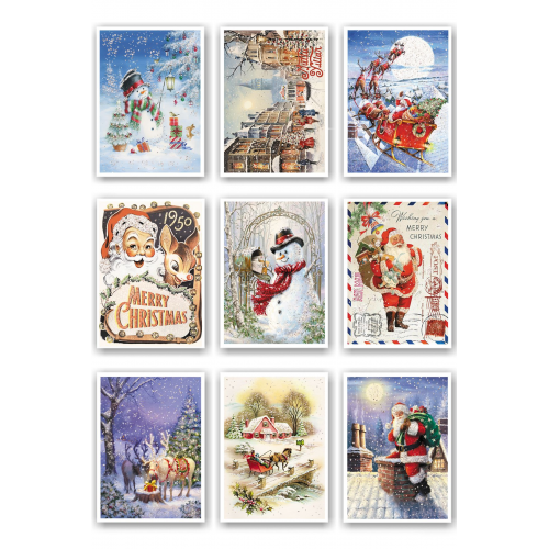 9lu Simli Yılbaşı Kartpostal Seti Yeniyıl Postcard Christmas...