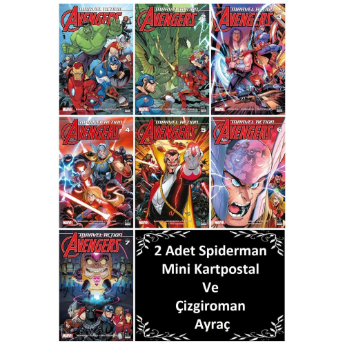 Marvel Action Avengers (1-7) Çizgiroman | Spiderman Mini Kartpostal Ve Çizgiroman Ayraç