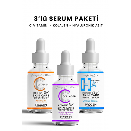 Üçlü Serum Paketi (C VİTAMİNİ - KOLAJEN - HYALURONİK ASİT SE...