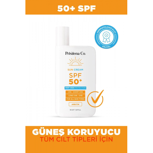 SPF 50+ Arbutinli Tüm Cilt Tipleri İçin Yüz Güneş Kremi 50 M...