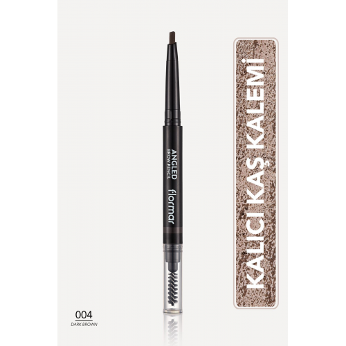 İki Uçlu Açılı Kaş Kalemi ve Kaş Fırçası (Koyu Kahve) - Angled Brow Pencil - 004 - 8690604572069