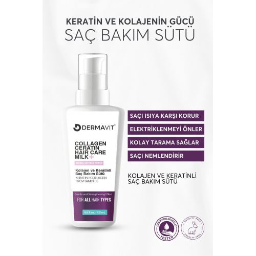 Keratin Kolajen Milk Saç Bakım Sütü, Kolay Tarama Spreyi 125 ml