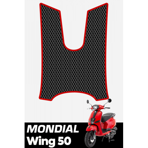 Mondial Wing 50 Uyumlu Premium Eva Motosiklet Paspası Motor Paspas - Siyah Kırmızı