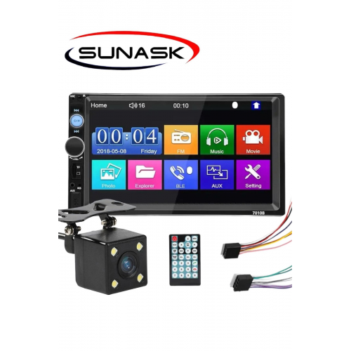 Ekranlı Oto Teyp 7 Inç Double Teyp Park Kamerası Bluetooth Mp5 Mp3 Usb Sd Kart Radyo