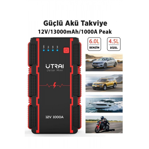 Jstar Mini 13000mah 1000a Jump Starter Taşınabilir Akü Takviye Cihazı ( Powerbank + Led Lamba)